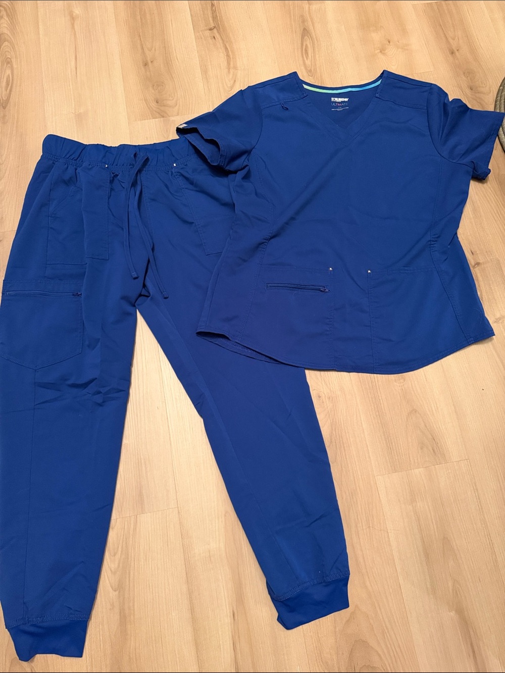 Scrubstar Navy Blue Medical Scrub Top with Teal Accent